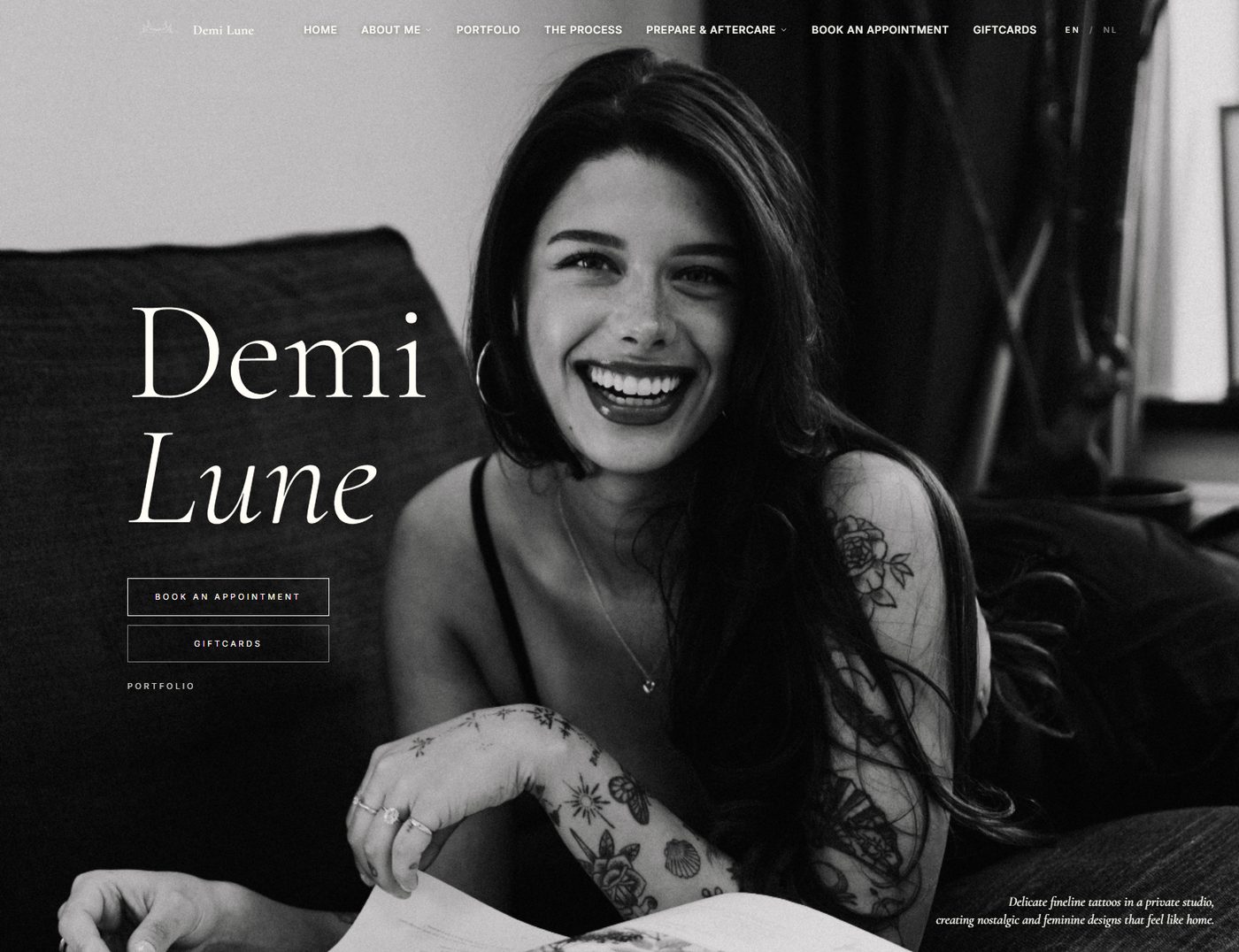 Demi Lune Tattoo website gemaakt door Level Studio